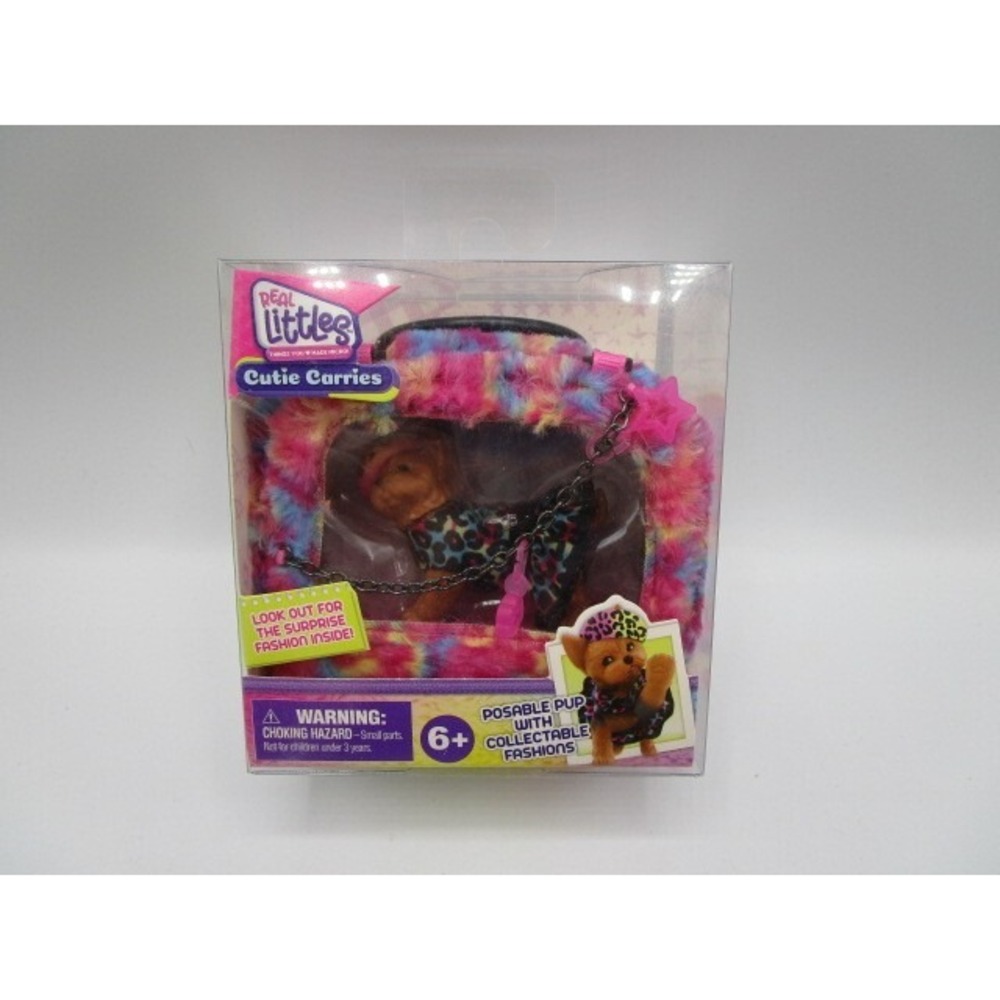 Real Littles Cutie Carries Fuzzy Rainbow Carrier Yorkshire Terrier & Accessories